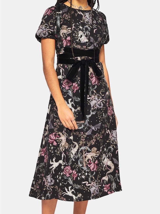 Disturbia Dresses & Skirts - Disturbia Unicorn Mermaid Midi Dress 8 NWT Forest Print